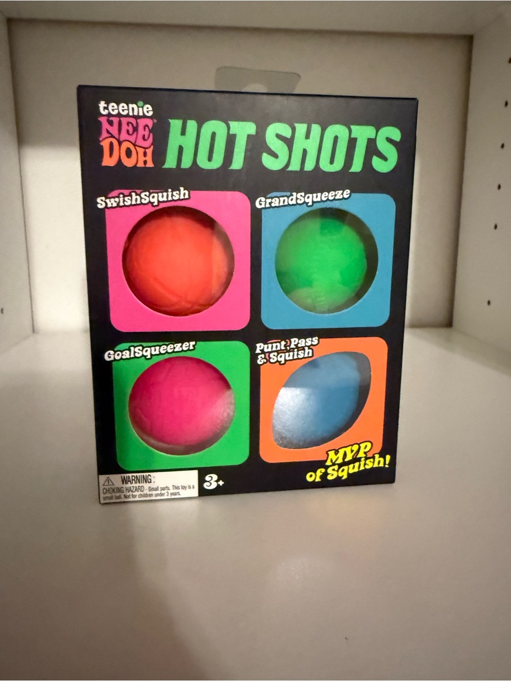 Teenie NeeDoh Hot Shots Squish Set - Neon Orange, Green, Pink, Blue